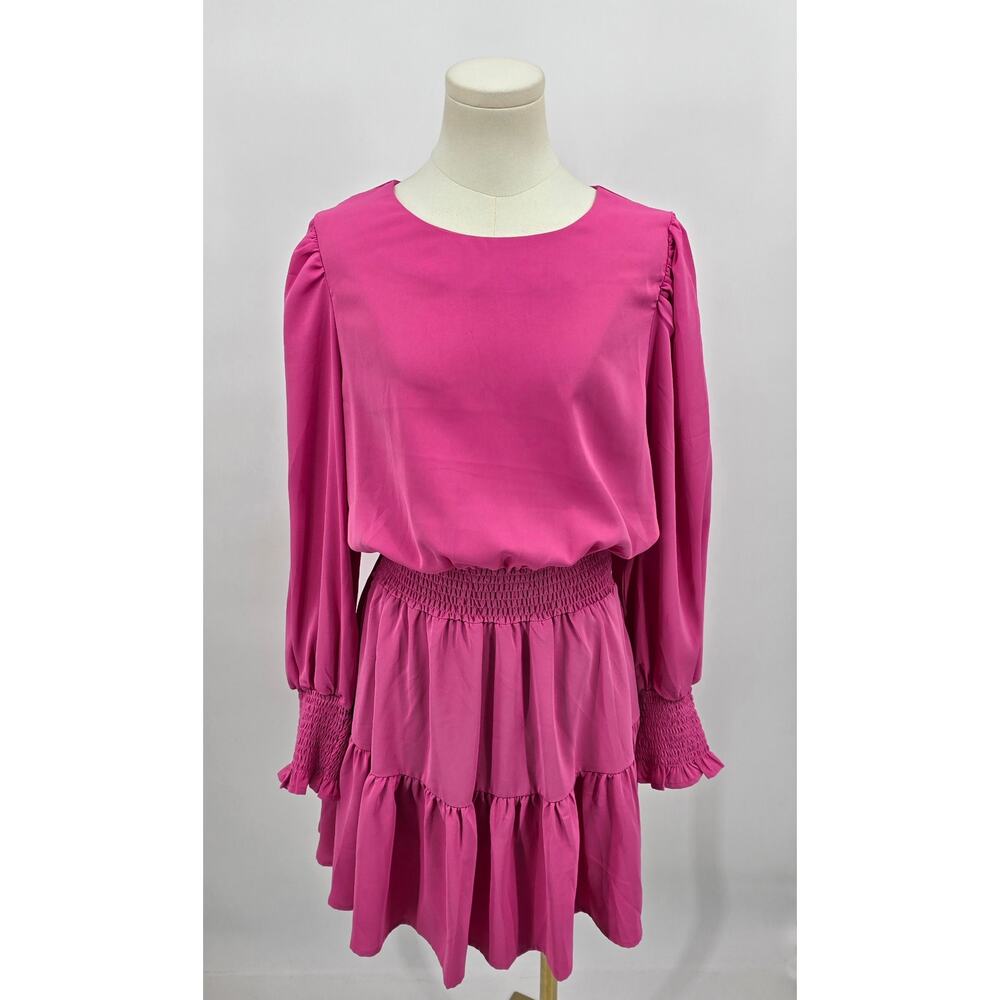 Entro Coquette Preppy Powder Puff Dress‎ Hot Pink M